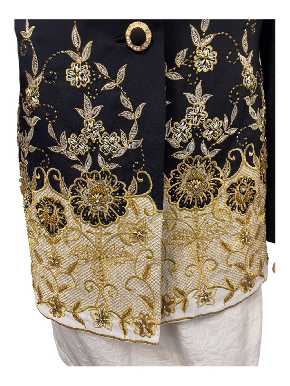 Natasia Collection New York Women's Black Emroidery Blazer, 10 - Picture 3 of 6